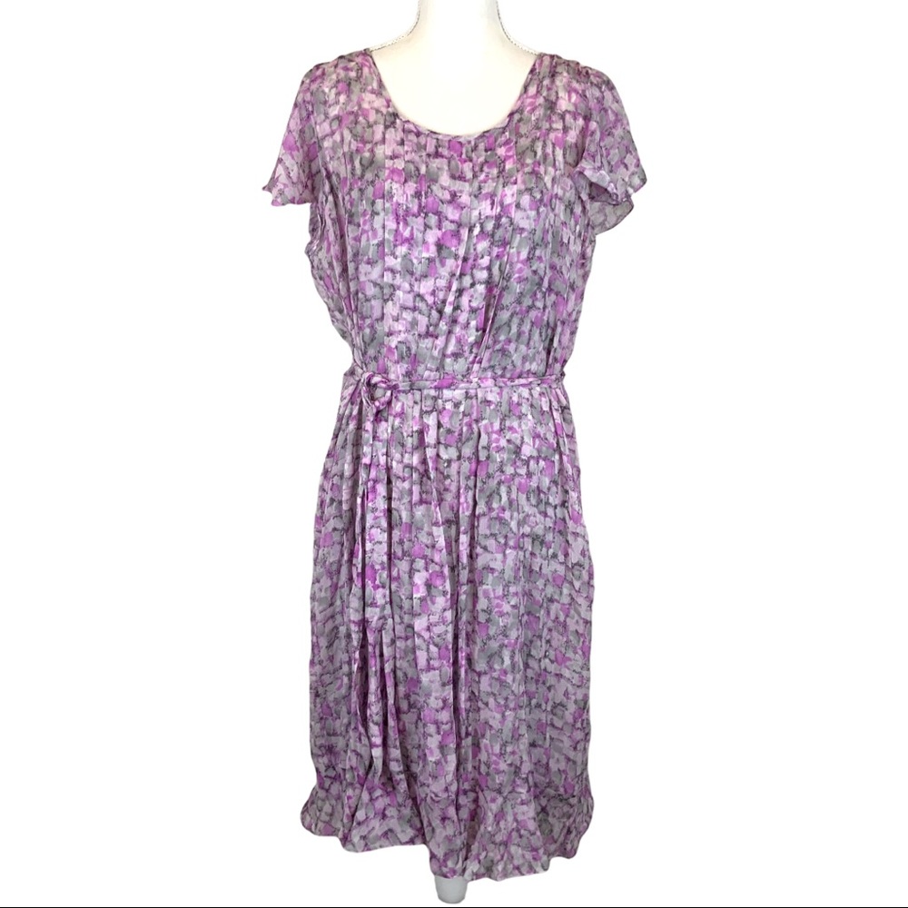 Talbots Lavender and Gray Floral Midi Dress